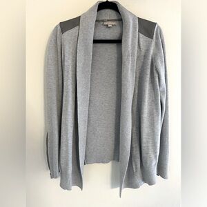 Women’s Banana Republic Grey Cardigan Size S with Leather Accents